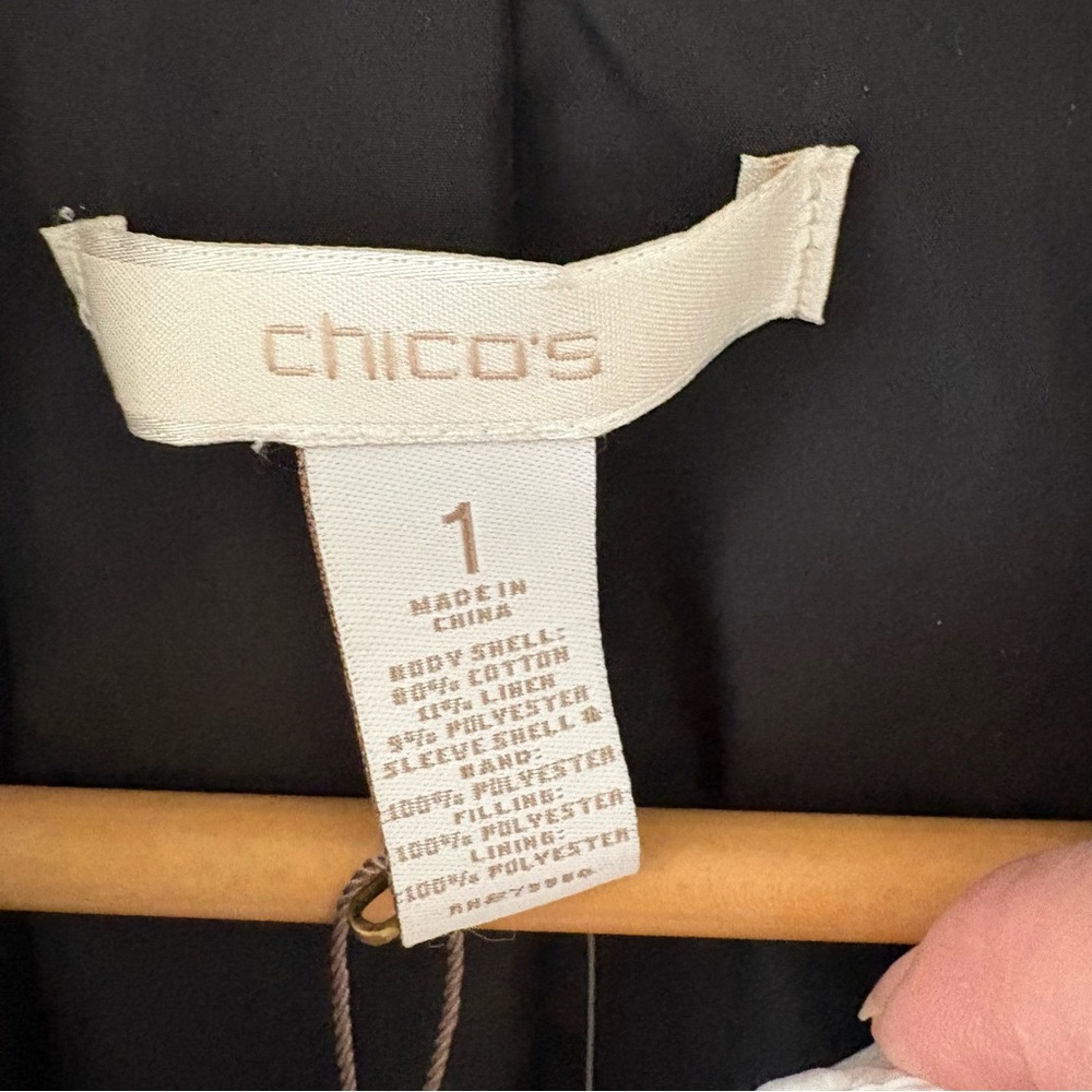 Chico’s JACKET QUILTED MIX TWEED PATTERN BLACK/WHITE. Size 1 Chicos/M/8. - Picture 3 of 12